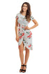 Chic Knot Side Wrapped White Floral Dress